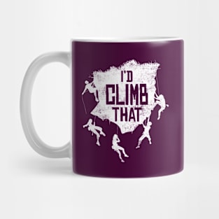 Id Climb That Belaying Rock Climbing Climber Distressed Typography Gift Mug